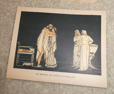 Original Vintage 1920s Small Art Deco Print Roman Ulysses With Penelope • $24