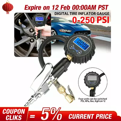 For Truck/ Car/Bike Digital Tire Inflator With Pressure Gauge 250 PSI Air Chuck* • $13.99