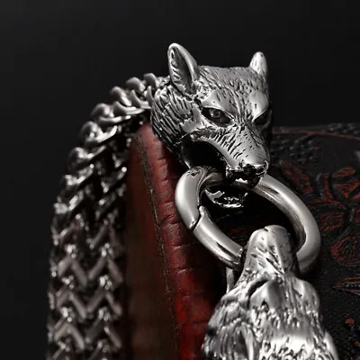 925 Silver Wolf Head Bracelet Bangle Domineering Jewellery For Men Fashion New • $13.11