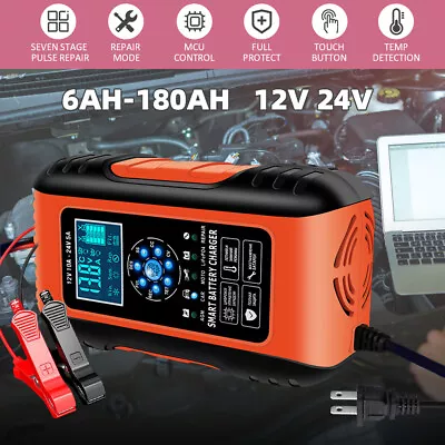 $26.99 • Buy 12/24V 10A Intelligent Automatic Car Battery Charger Pulse Jump Starter AGM/GEL