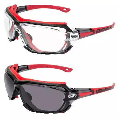 Octane Motorcycle Riding Safety Glasses Red Gasket 1 Clear And 1 Smoke Lens • $30.99