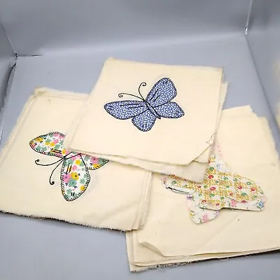 Vintage Quilting Blocks Butterfly Hand Embroidered Applique 10x10 Squares Set O • $272.30
