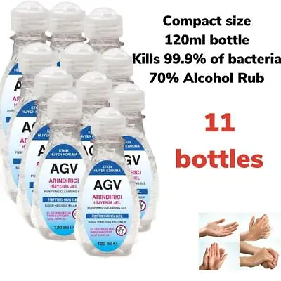 11 X Hand Wash Sanitiser 120ml Gel 70% Alcohol Kills Bacteria Anti Bacterial  • £4.75