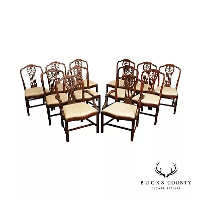 Antique Georgian Style  Set 12 Mahogany Dining Chairs • $5995