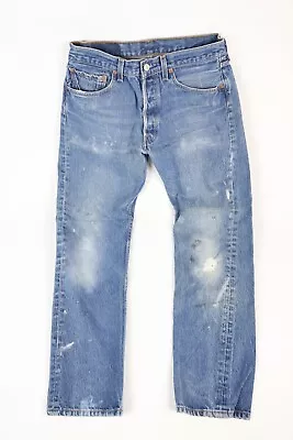 Vintage Levi's 501 Distressed Button Fly Blue Worn Jeans Fits 29x29 Mexico • $9.99