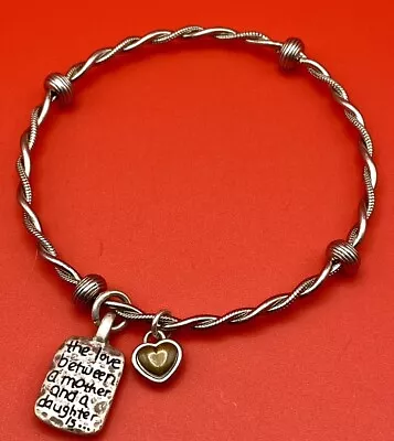 Brighton Signed Mother/Daughter Silver Tone Charm Bangle Bracelet • $24.99