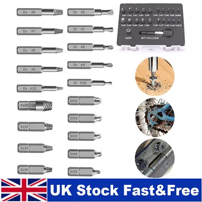 22PCS Screw Extractor Remover Set Easy Out Broken Damaged Stripped Drill Bits • £8.85