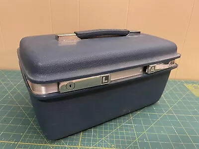 VTG 60's BLUE SAMSONITE SATURN TRAIN CASE SHELF TRAY COSMETIC MAKEUP LUGGAGE • $29