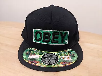 OBEY GRIF Original Design Mens Black Baseball Cap With Green Detail Size 7&3/4 • $29.95