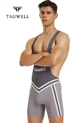 Mens Tauwell Gray Wrestling Singlet Bodysuit Large • $35