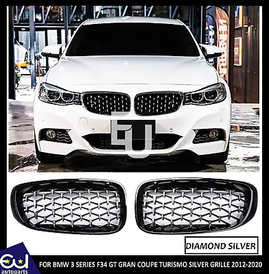 For Bmw F34 3 Series Gt Gran Turismo Silver Diamond Kidney Grill Grille 2012-20 • £34.99