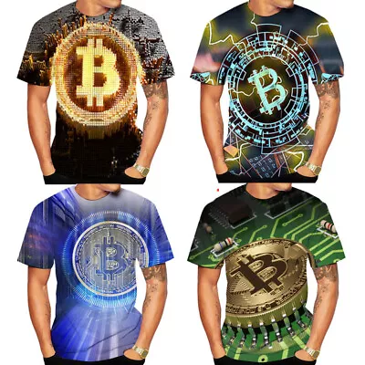 Bitcoin Streetwear Casual Women Men T-Shirt 3D Print Short Sleeve Tee Top • $17.59