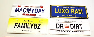 LOT OF 4 (Four) MINIATURE VANITY LICENSE PLATES METAL / TIN COLLECTIBLE ITEMS • $3.99