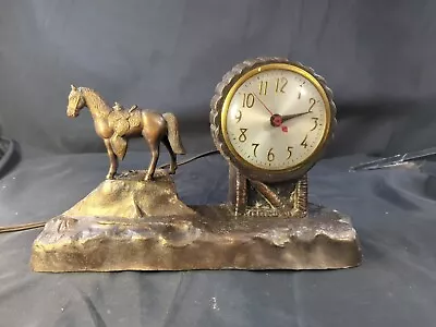 Antique Sessions Horse Not Original & Crate Revised Western Brass Working Clock  • $100