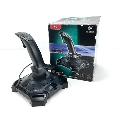 Logitech Attack 3 Gaming Joystick PC USB ATK3 Flight Stick 11 Buttons W/ Box • $25.10