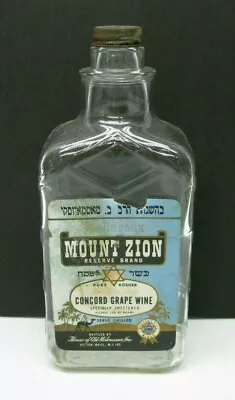 Vintage Bottle Mount Zion Reserve Brand Concord Grape Wine Label 4/5 Quart Cap • $18.95