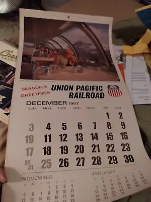 Vintage 1967 1968 Union Pacific Railroad Calendar  • £24.13