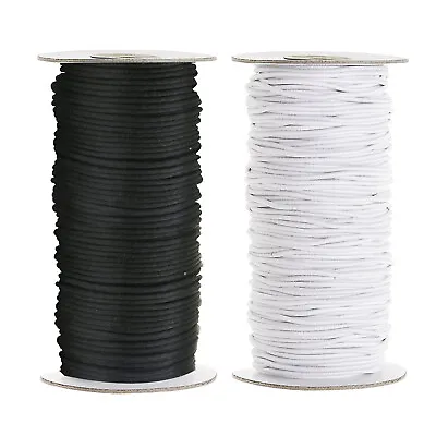 Round Elastic Cord Black / White Hat Face Masks Beading Crafts 1mm/2mm/3mm • £2.29