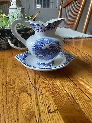 Vintage Blue And White Porcelain Pitcher And Bowl • $15