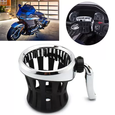 Motorcycle Handlebar Cup Holder Drink W/ Mesh Basket Mount For Harley Chrome • $19.99