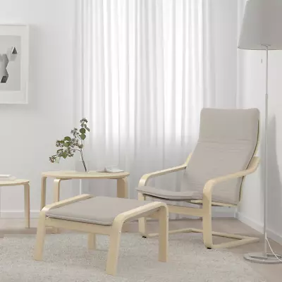 IKEA POÄNG Armchair Birch Veneer/Knisa Light Beige FREE SHIPPING  NEW ! • $178.48