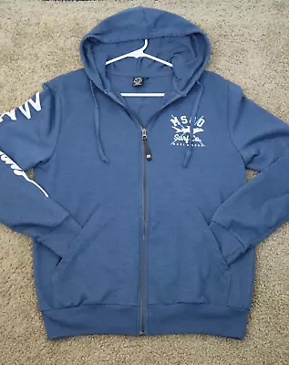 Maui & Sons Surf Co. Hoodie Blue Full Zip Pockets Front Back Arm Logo • $15.99