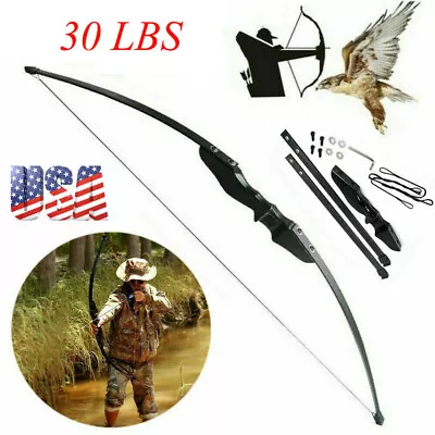 51  30LBS Archery Takedown Recurve Bow Hunting Right Hand Bow For Shoot Hunting • $39.98