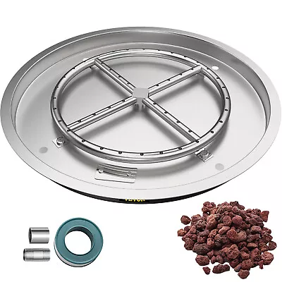 VEVOR Drop In Fire Pit Pan Gas Burner Pan 19  Round Fireplace Stainless Steel • $86.32