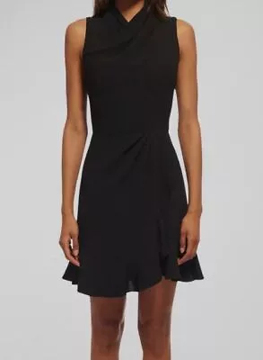 $405 Shoshanna Women's Black Isla Draped Sleeveless Mini Dress Size 2 • $129.98