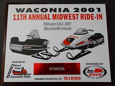 Waconia 2001 Collector  Sponsor  Plaque Featuring Mercury Sno Twister  • $44.99