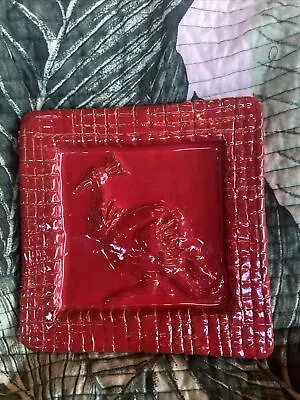 Mamma Ro Pottery Red Square Tile Wall Decor Italy Handmade 6  RARE • $29.99