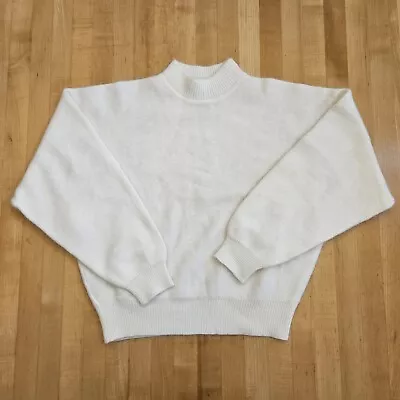 VTG Rafella Womens White Angora Lambswool Sweater Long Sleeve Crop Turtleneck M • $21.99