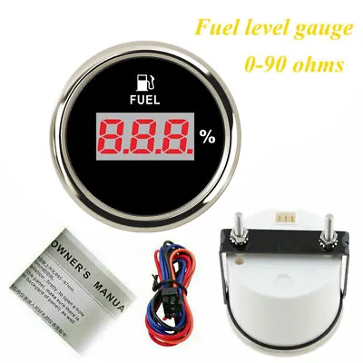 52mm Digital Fuel Gas Level Gauge 0-90ohms For Car Truck Marine Red LED US STOCK • $23.70