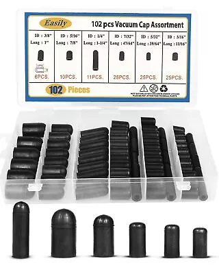 Rubber Vacuum Caps Plug Kit 102 PCS Assorted Vacuum Plugs Hose End Caps Assort • $13.47