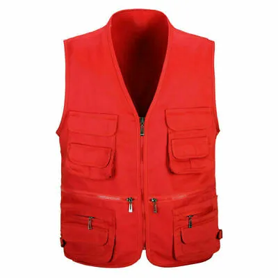 £28.21 • Buy Mens Casual Jacket Tool Vest Sleeveless Multi Pockets Waistcoats Work Wear Tops