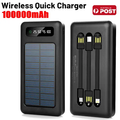 $25.95 • Buy Portable 100000mah Solar Power Bank 2USB Backup Battery Charger For Mobile Phone