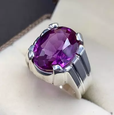 Alexandrite Ring Mens Alexandrite Stone Ring Antique Purple Alexandrite Silver • $108.50