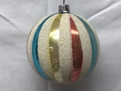 Vintage Hand Blown Glass Striped Colorful Christmas Ornament • $15