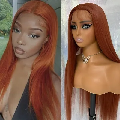 Long Straight Orange Synthetic Lace Front Wigs Heat Safe Women Party Wig Natural • $25.95
