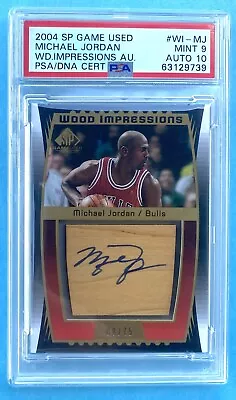 2004 Sp Game Used Michael Jordan Wood Impressions Auto Psa 9 Mint Auto 10 Pop 2 • $11995