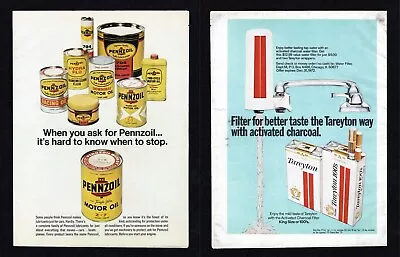 1971 Pennzoil Motor Oil Z-7 Tareyton Cigarettes Outdoor Life Print Ad Vintage • $9.95