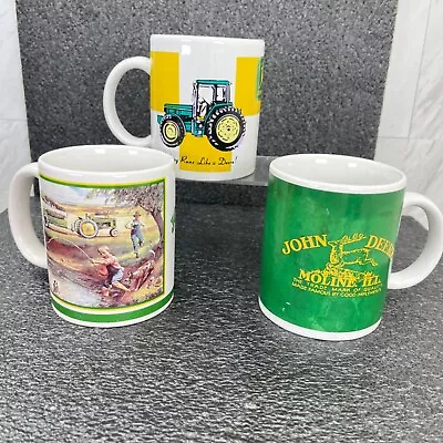 Lot Of 3 Different John Deere Licensed Coffee Mugs / Cups By Gibson NOSTALGIC • $25.70