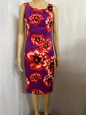 Queenspark Size 8 Floral Pencil Dress Stretch Cotton • $20