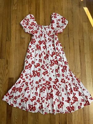 J.CREW Women's White Red Floral Off The Shoulder Spring Summer Sundress Size 0 • $15