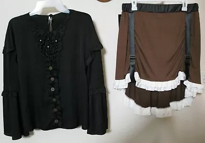 Steampunk Victorian Goth Costume Spirit Women's Size L (10-12) Skirt & Blouse • $34.99