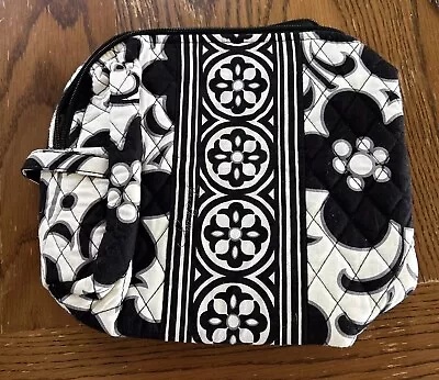 Vera Bradley NIGHT & DAY Med COSMETIC Case MAKEUP Bag Black White NWOT 9.5x6x3 • $9.99