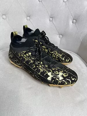 Under Armour Spotlight Lux Suede Football Black & Gold Cleats Size 11 • $49.99