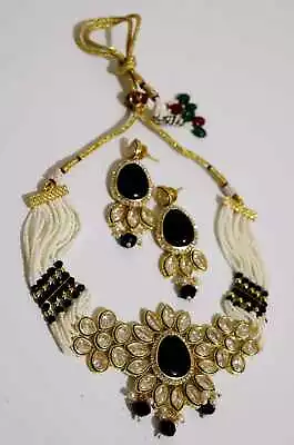 Antique Indian Bollywood Gold Plated Choker Necklace Set With Earrings • $55