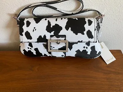 Moda Luxe Shoulder Bag/Clutch Dalmation Design Flap W/Sparkly Buckle Closure NWT • $23