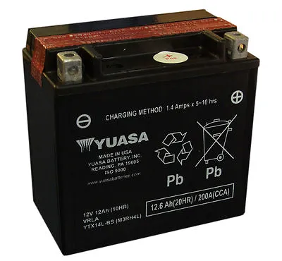 Genuine Yuasa YTX14L-BS 12V 12AH Motorbike Motorcycle Battery Inc Filling Kit • £284.40